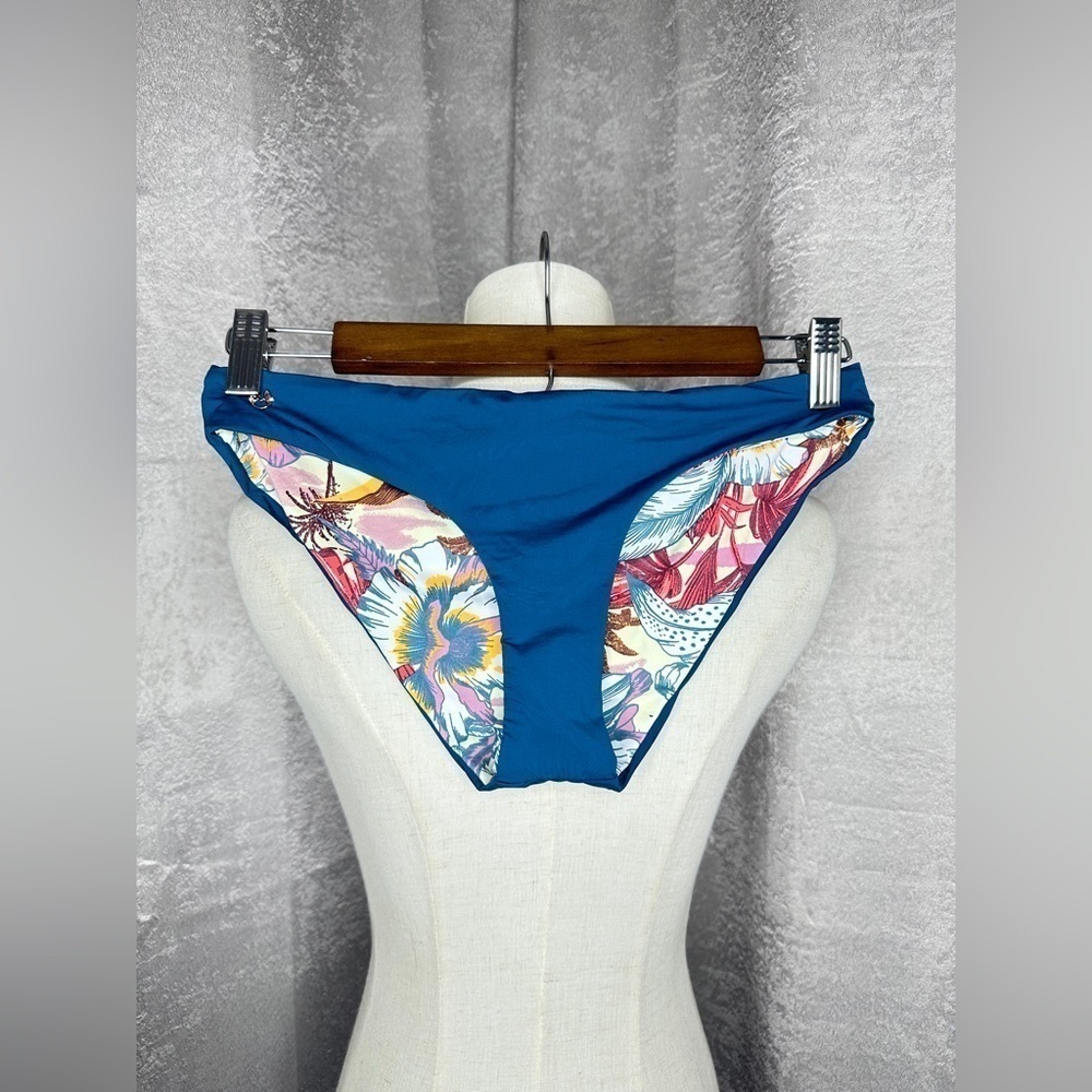 NWOT Maaji Classic Reversable Tropical Print Bikini Bottom Dark Teal Sz M
